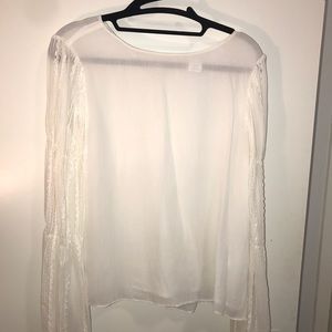 Club Monaco sheer blouse w/ detailed sleeves